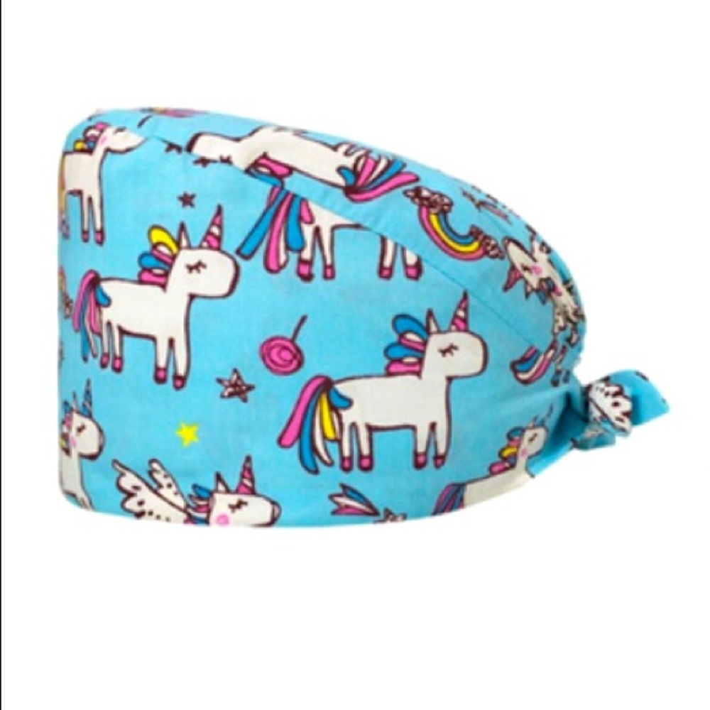 SATINIOR 9 Pieces Bouffant Caps with Colorful Printed Tie Back Caps Unisex Hats